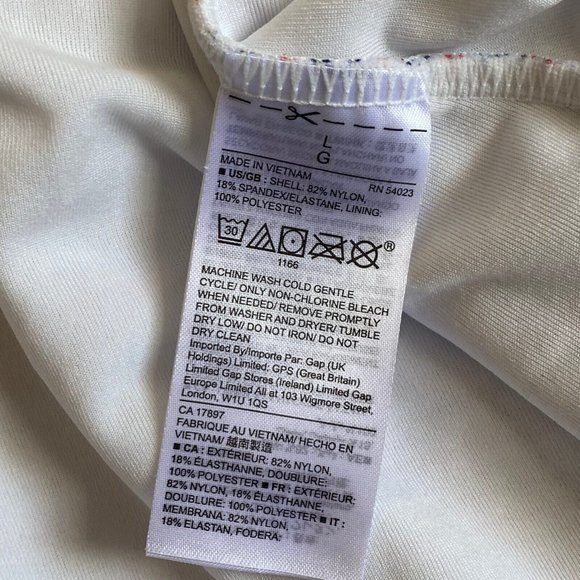 Gap Women's L One Piece Swimsuit Scoop Front Cross Back Stripe Red White Blue - Picture 7 of 9